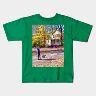 Autumn - Walking the Dog Kids T-Shirt